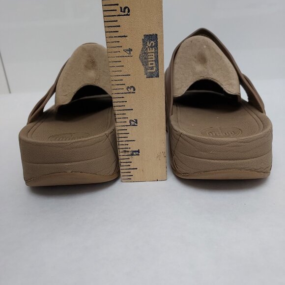 Fitflop Sling Sandal Women's 10 Straps Mink Taupe Toe Post Wobble Board Platform - Picture 15 of 15